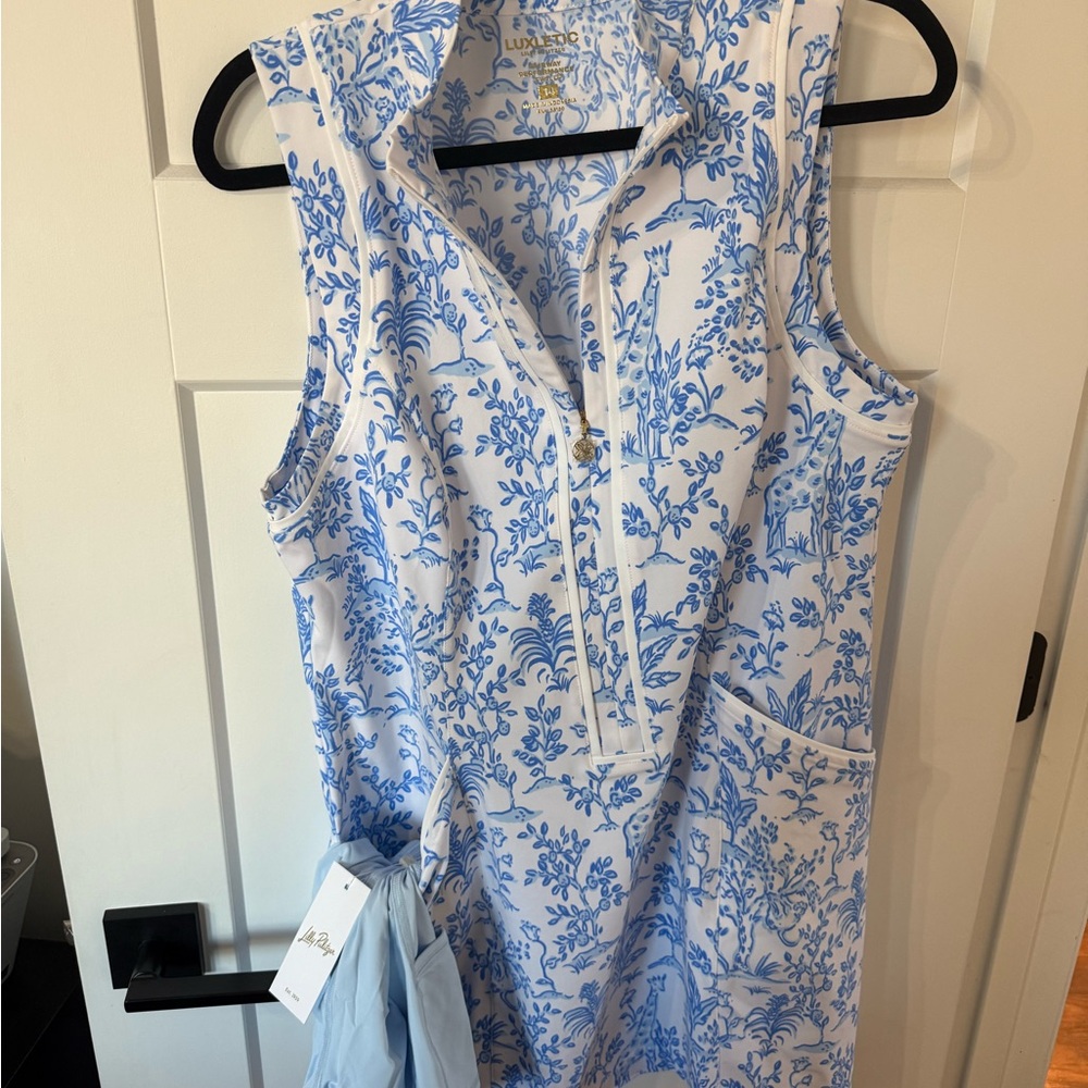 Lilly Pulitzer Blue and White Floral Polo Dress